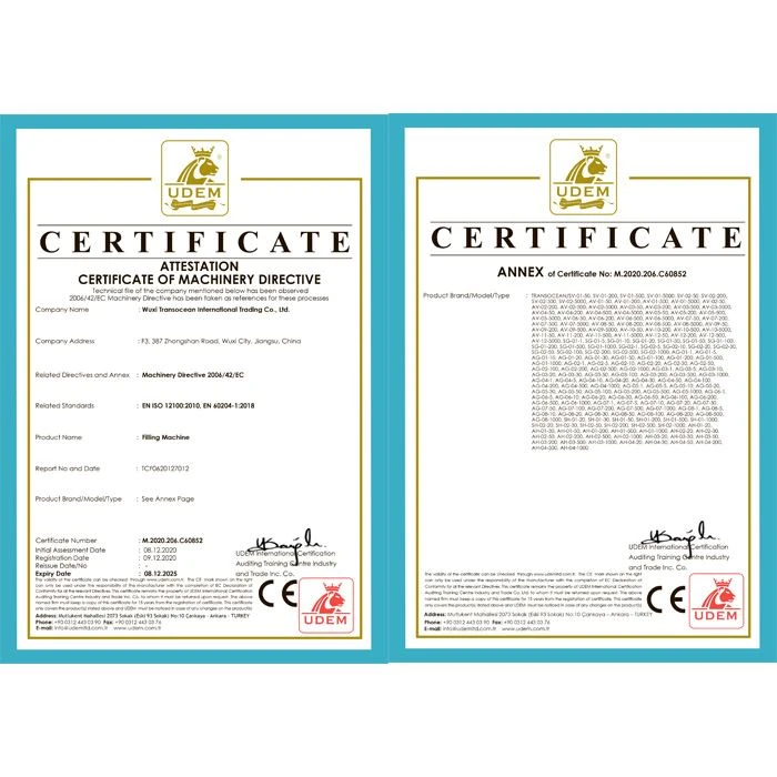 CE certificate of Filling machine CE certificate of Filling machine